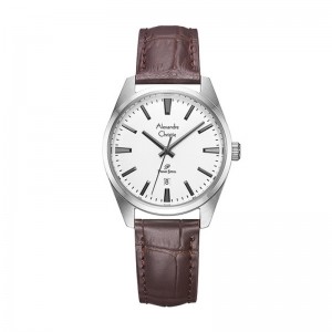 Alexandre Christie AC 1035 Silver Brown Leather Lady LDLSSSLBO